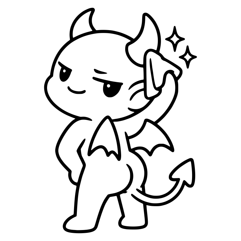 Smug Back-Turned Devil Polishing Horn, Hand on Hip — free fantasy-creature SVG cut file