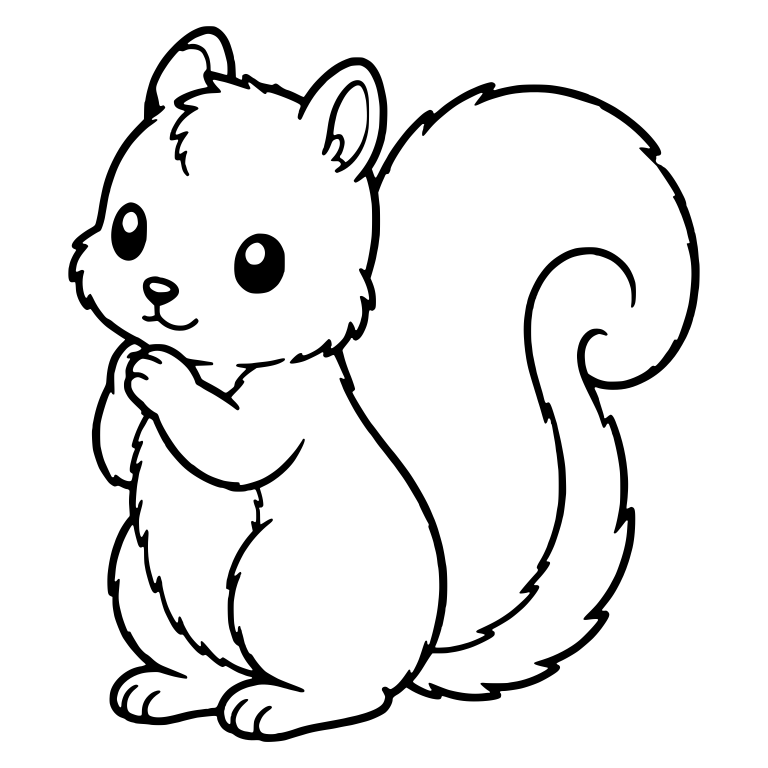 Fluffy Squirrel Sitting with Paws Clasped and Curled Tail — free animal SVG cut file