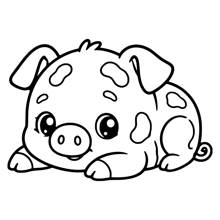 Chubby Spotted Piglet Lying on Its Tummy — free animal SVG cut file