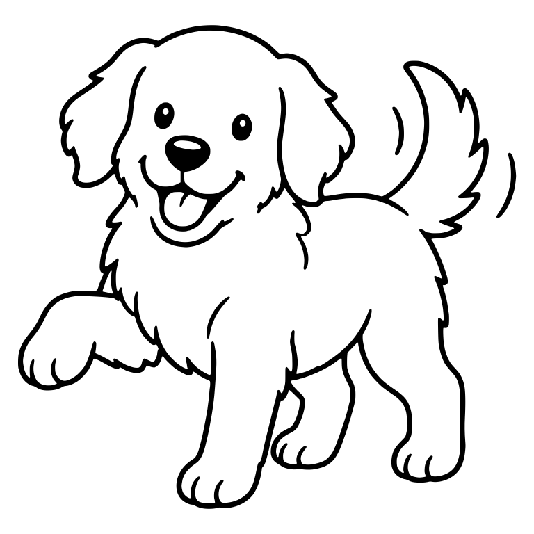 Golden Retriever Puppy Trotting With One Paw Raised — free animal SVG cut file