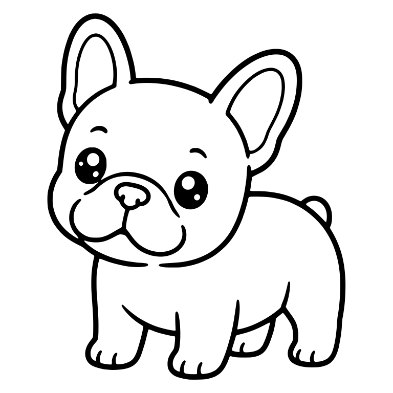 Round Chubby French Bulldog Puppy Standing — free animal SVG cut file
