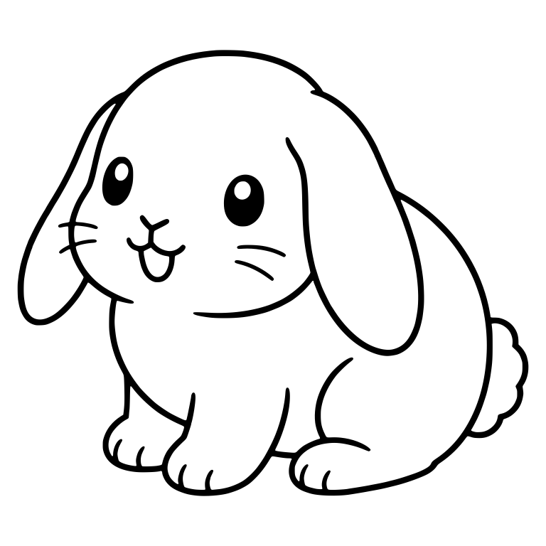 Open-Mouth Lop Bunny Sitting Turned to the Side — free animal SVG cut file