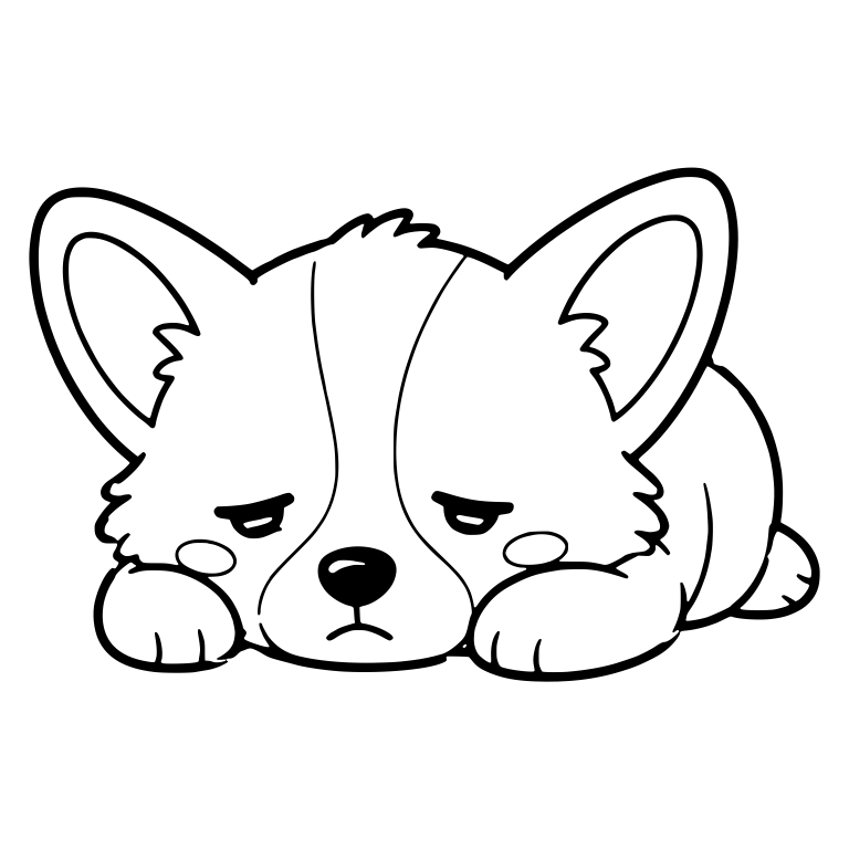 Sleepy Corgi Puppy Lying With Droopy Eyes — free animal SVG cut file
