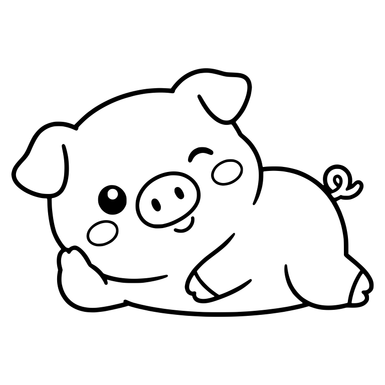 Pig Lying on Belly Resting Head on Paw — free animal SVG cut file