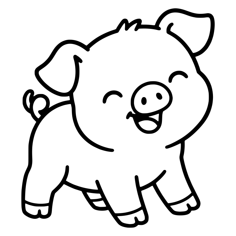 Giggling Piglet Standing On All Fours — free animal SVG cut file