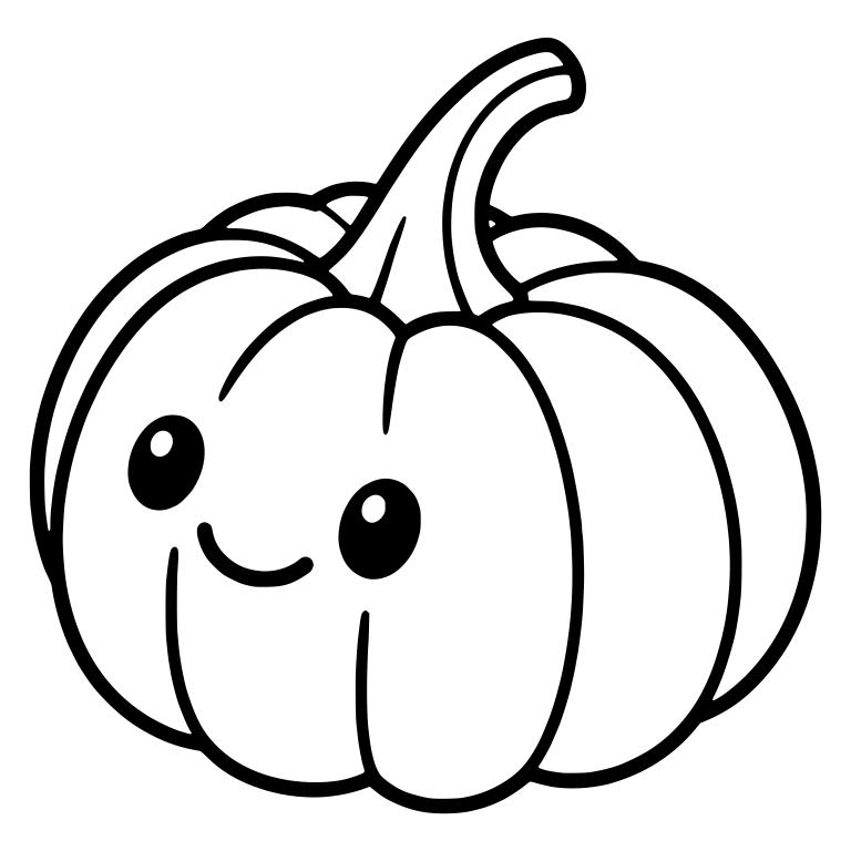 Smiling Kawaii Pumpkin With Round Eyes — free floral SVG cut file