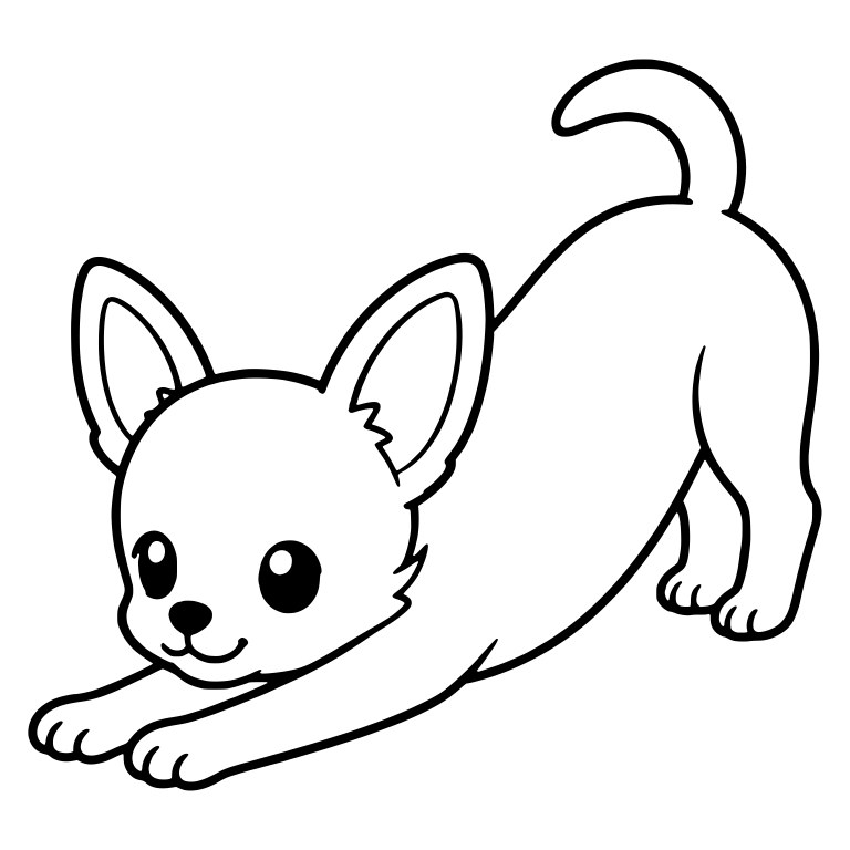 Chihuahua Puppy Downward Dog Stretch With Curled Tail — free animal SVG cut file