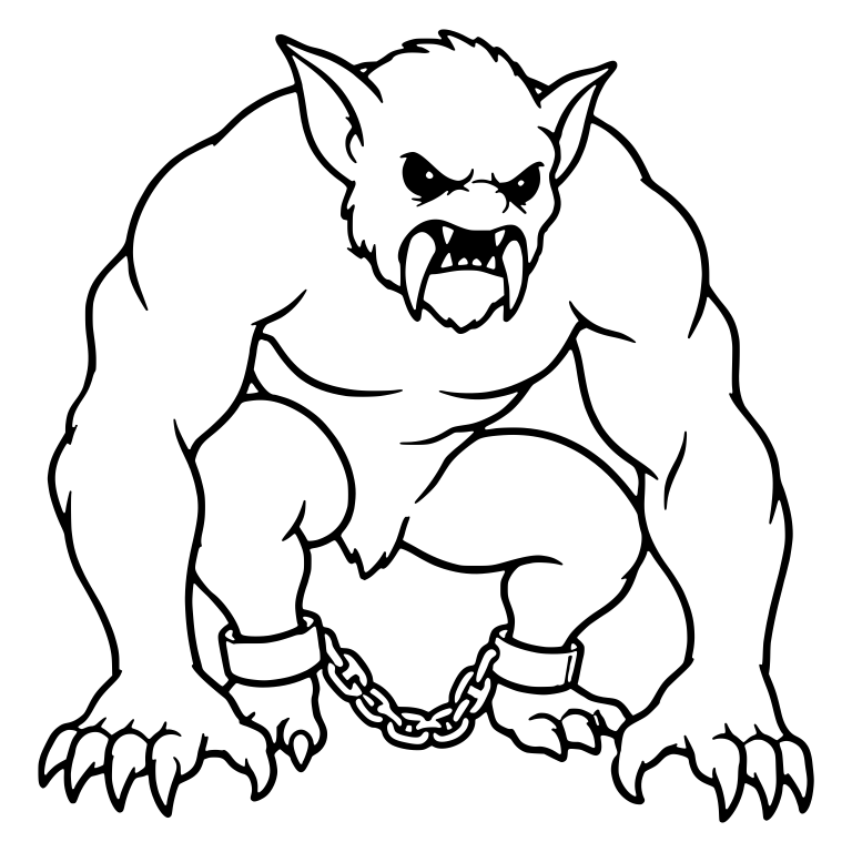 Shackled Werewolf With Chain Between Wrists — free fantasy-creature SVG cut file