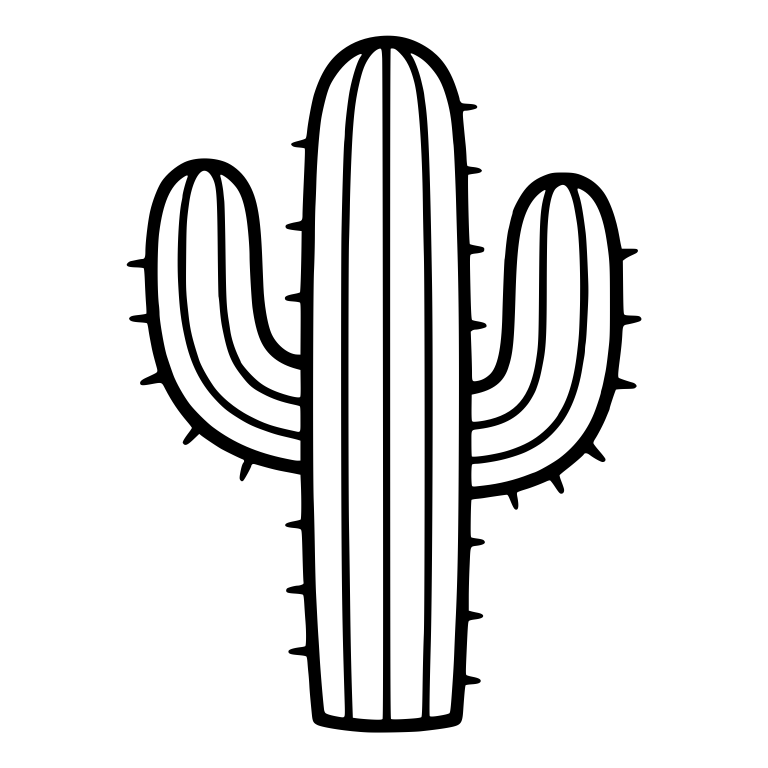 Saguaro Cactus With Symmetrical Raised Arms and Spines — free floral SVG cut file