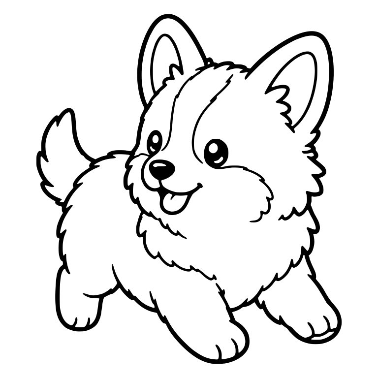 Fluffy Corgi Puppy Bounding With Tail Up — free animal SVG cut file
