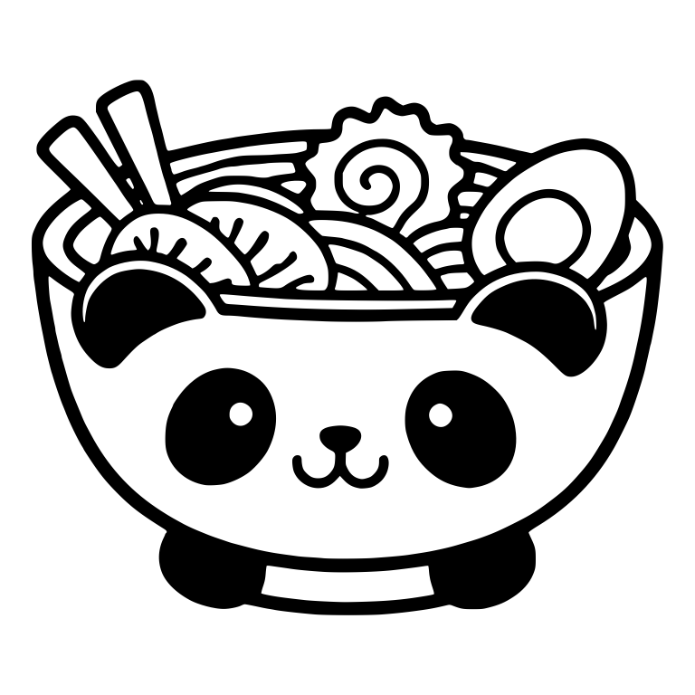 Panda Face Ramen Bowl with Egg and Fish Cake — free food SVG cut file