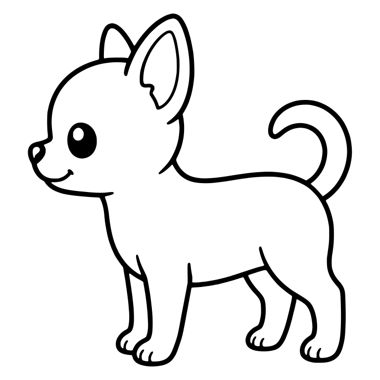 Chihuahua Puppy Standing in Side Profile With Curled Tail — free animal SVG cut file
