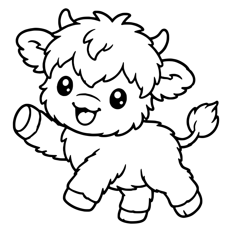Cheerful Highland Calf Waving With Open Mouth — free animal SVG cut file