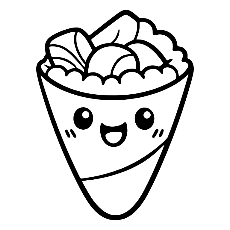 Hand Roll Cone With Lettuce, Veggies and Open Smile — free food SVG cut file
