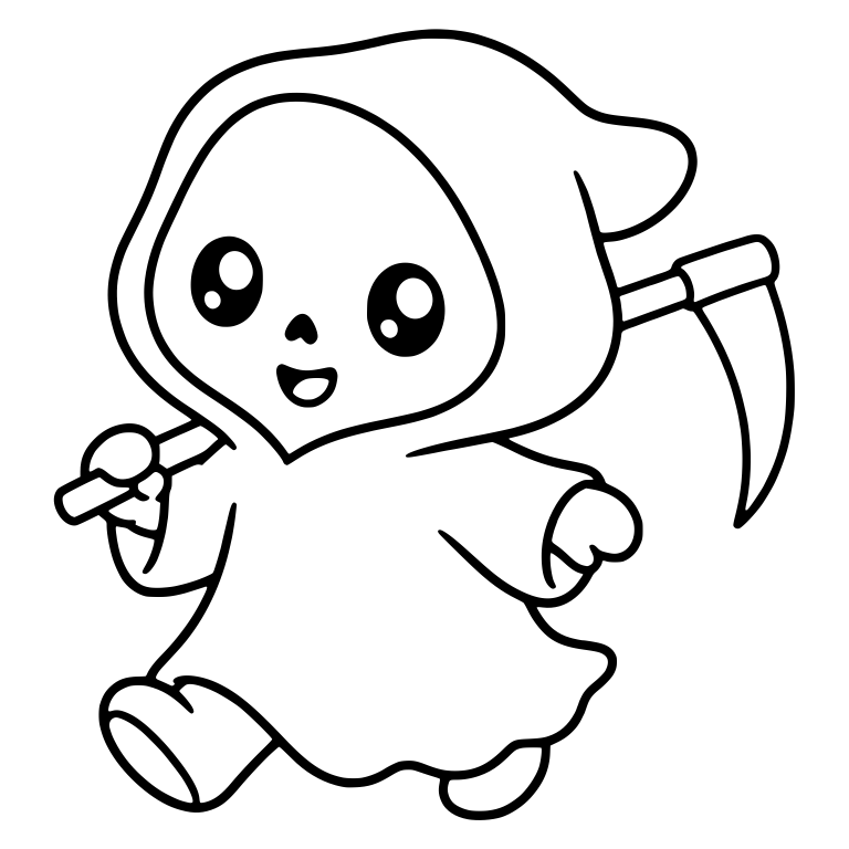 Happy Walking Reaper With Scythe Over Shoulder — free characters SVG cut file