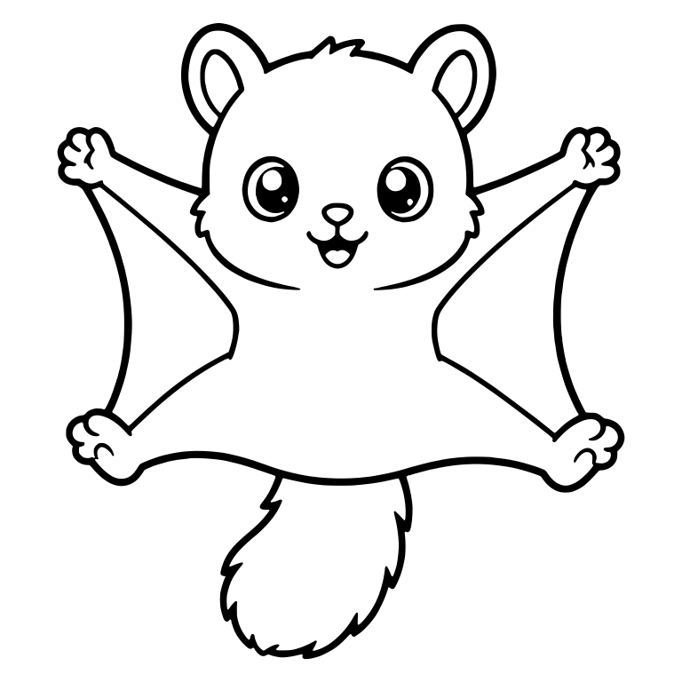 Front-Facing Flying Squirrel Gliding With Small Tail — free animal SVG cut file
