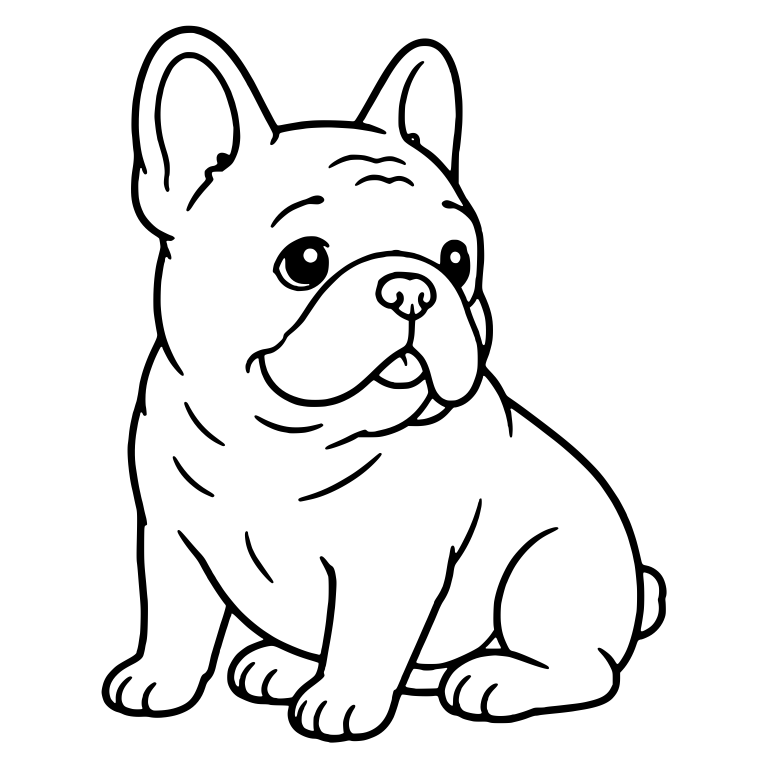 Sitting French Bulldog With Wrinkled Chest And Tongue — free animal SVG cut file
