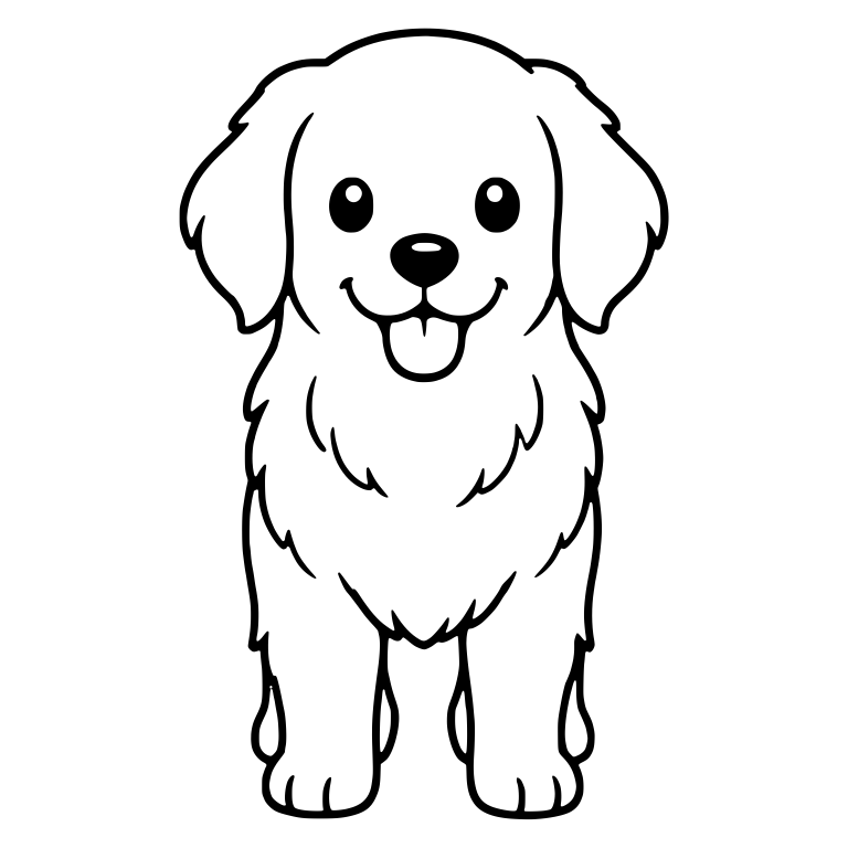 Golden Retriever Puppy Standing Facing Front — free animal SVG cut file