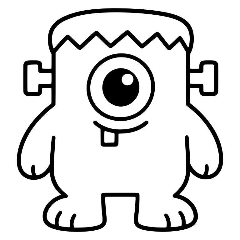 One Eyed Square Head Monster With Neck Bolts — free fantasy-creature SVG cut file
