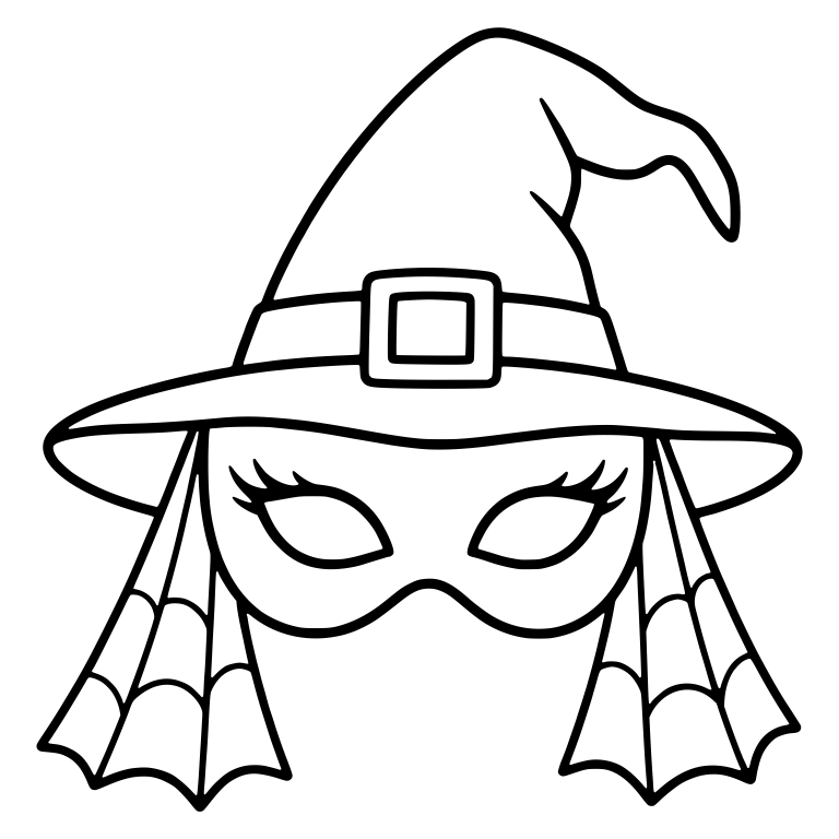 Masquerade Mask With Witch Hat and Cobweb Veils — free objects SVG cut file