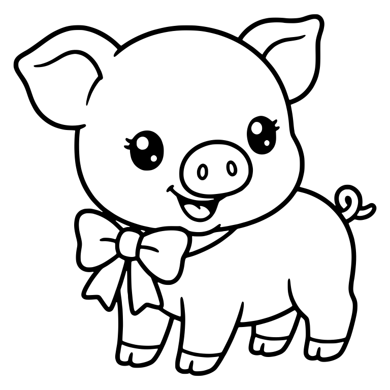 Standing Piglet with Big Bow at the Neck — free animal SVG cut file