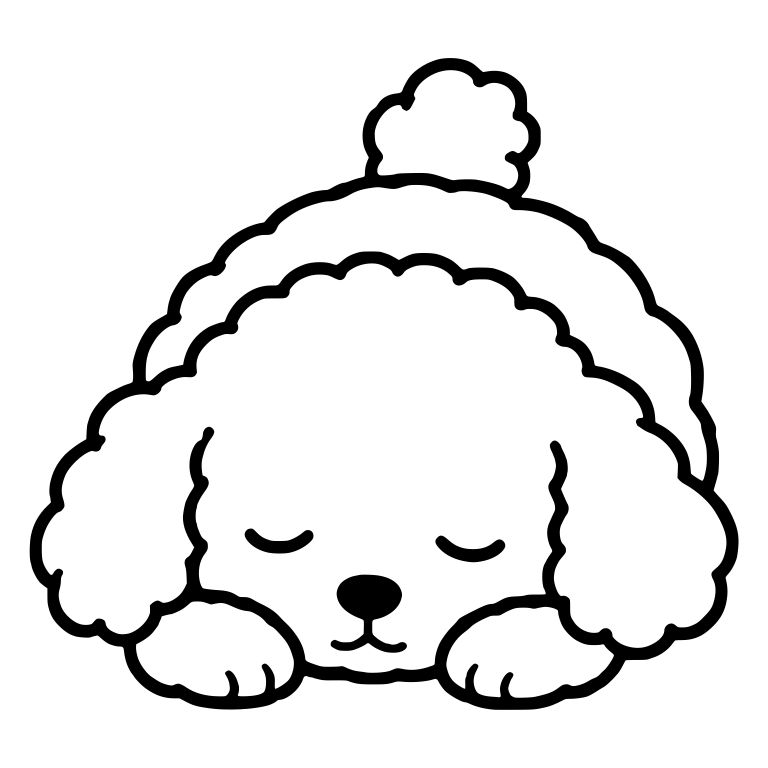 Sleeping Toy Poodle Puppy With Pom-Pom Tail Up — free animal SVG cut file