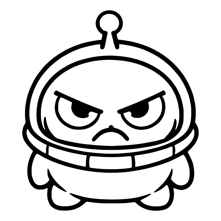 Round Grumpy Alien In Helmet With Collar Ring And Antenna — free fantasy-creature SVG cut file