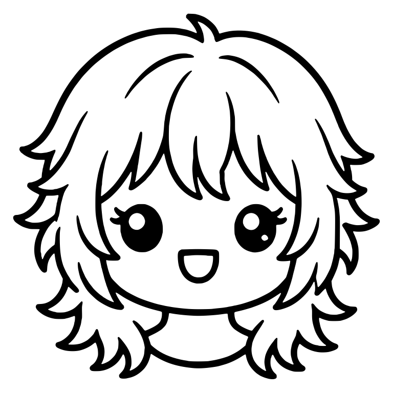 Fluffy Shag Girl With Side Layers And Open Smile — free characters SVG cut file