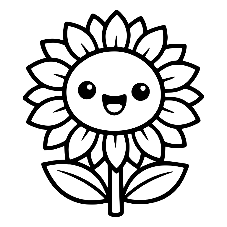 Happy Sunflower With Open Mouth Smile — free floral SVG cut file
