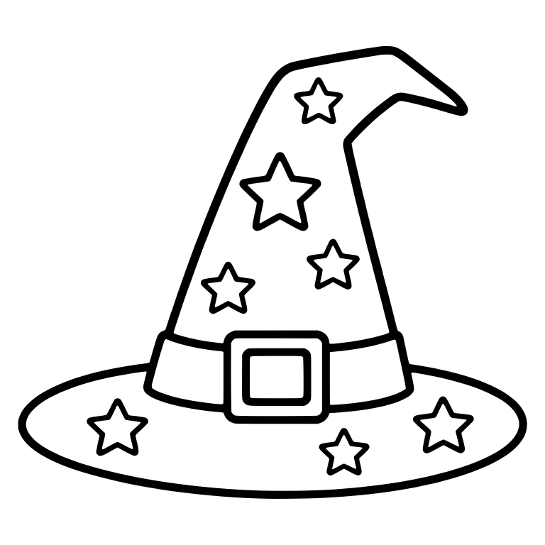 Starry Witch Hat with Buckle and Stars Across the Brim — free objects SVG cut file