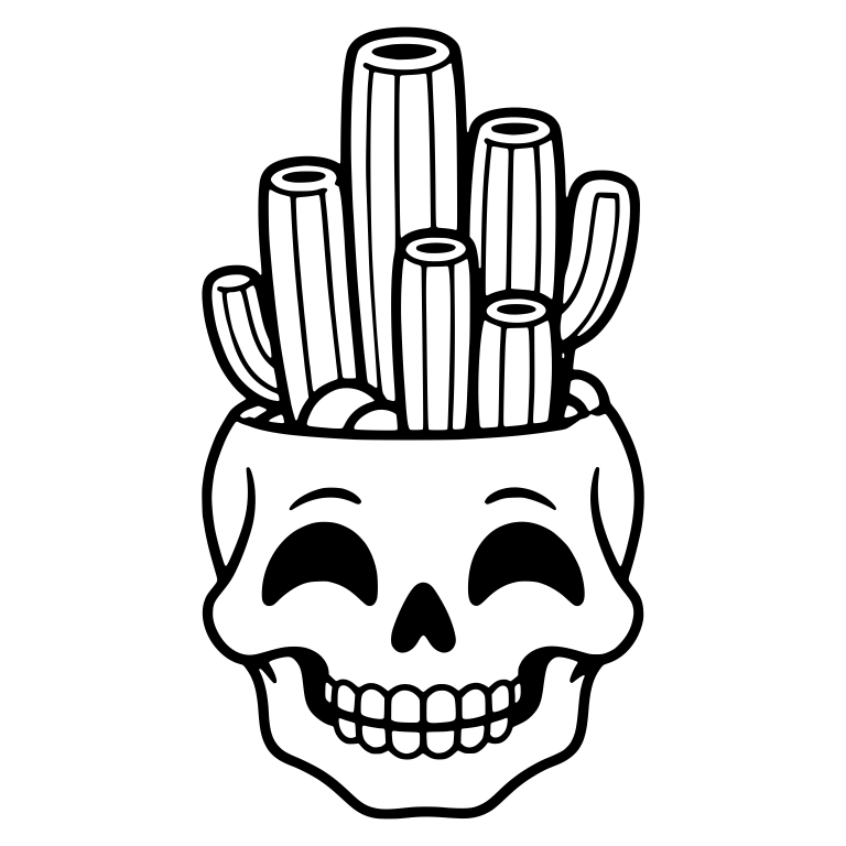 Laughing Skull Planter With Organ Pipe Cactus Cluster — free skeleton SVG cut file