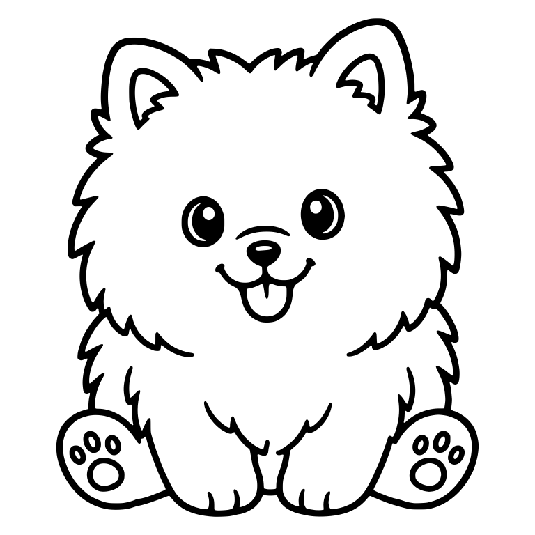 Sitting Pomeranian Showing Paw Pad Soles — free animal SVG cut file