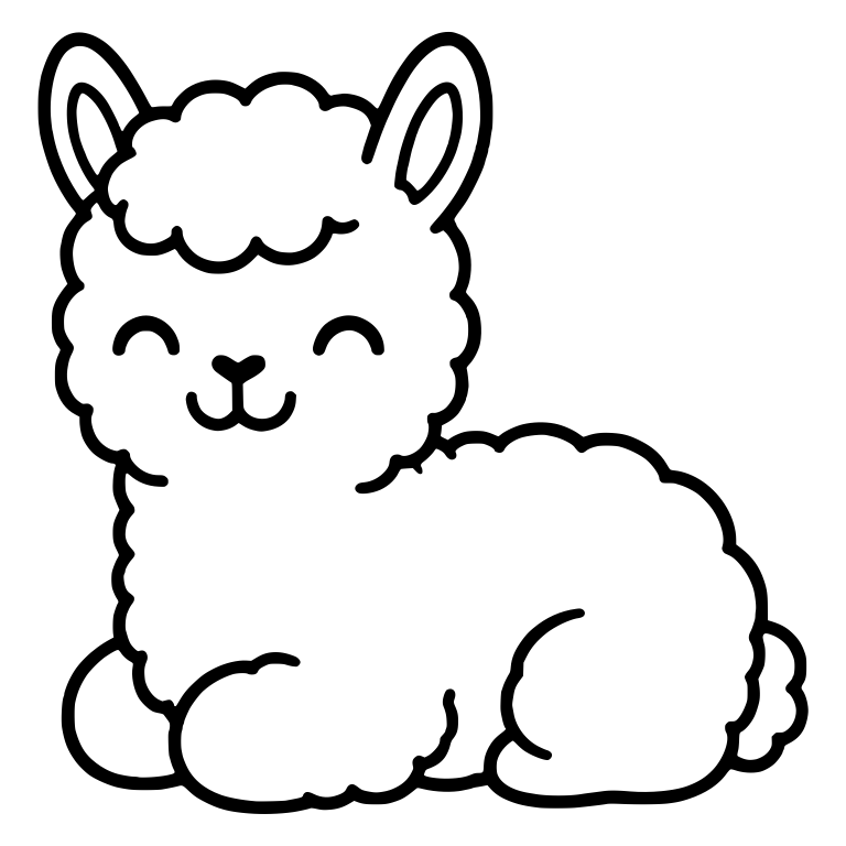 Lying Llama Cria With Closed Happy Eyes — free animal SVG cut file