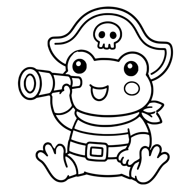 Pirate Frog Sitting With Spyglass and Striped Shirt — free animal SVG cut file