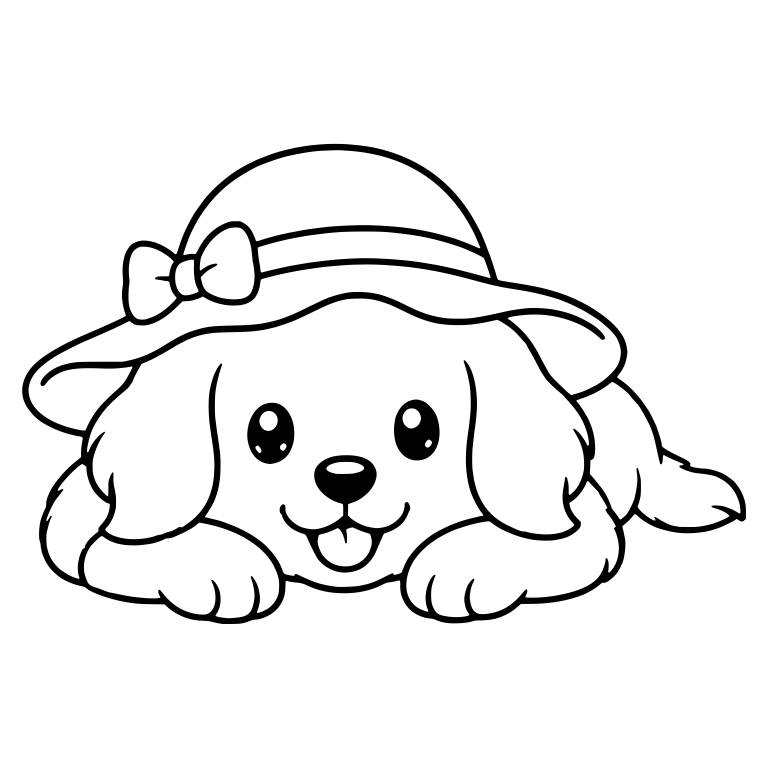 Flat-Lying Puppy in Sun Hat With Bow — free animal SVG cut file