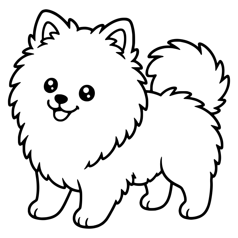 Standing Pomeranian With Large Plume Tail — free animal SVG cut file