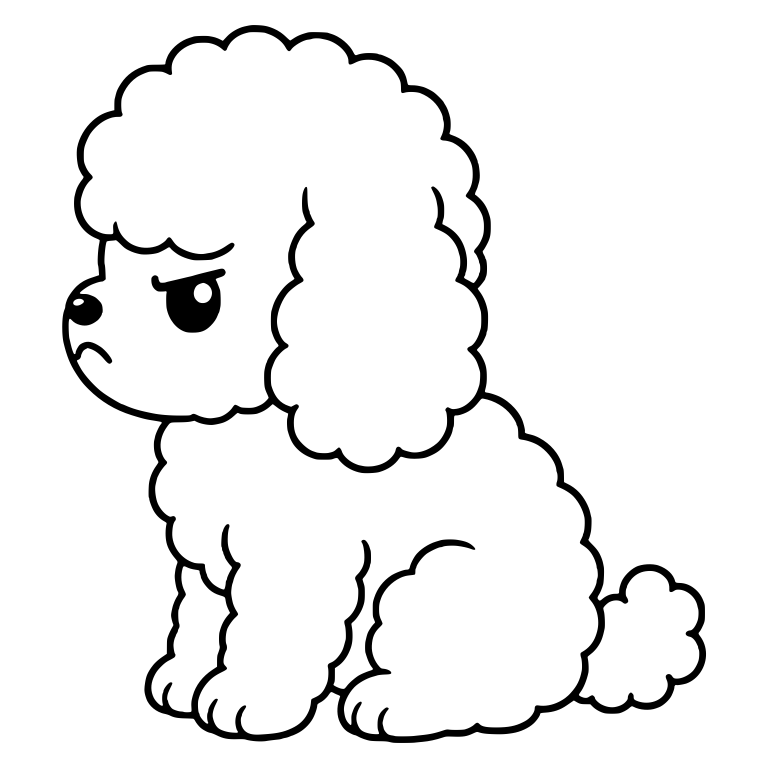 Grumpy Toy Poodle Puppy Sitting in Side Profile — free animal SVG cut file