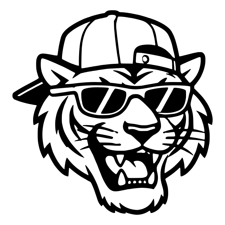 Roaring Tiger Head In Backwards Cap And Sunglasses — free animal SVG cut file