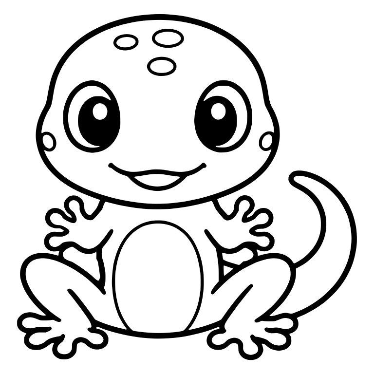 Round-Headed Sitting Gecko With Oval Belly — free animal SVG cut file