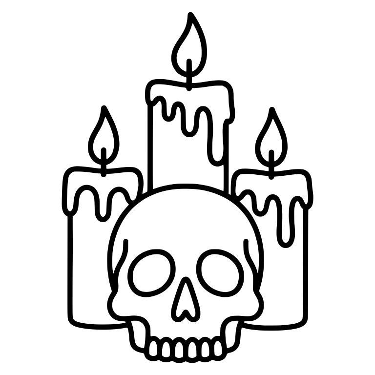 Skull in Front of Three Dripping Candles — free skeleton SVG cut file