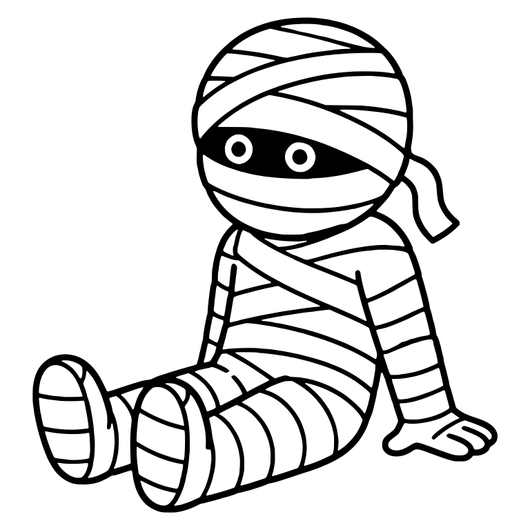 Sitting Mummy Leaning Back on One Hand — free fantasy-creature SVG cut file