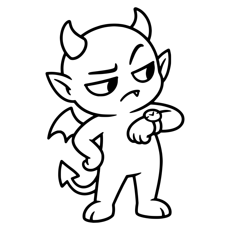 Grumpy Winged Demon Checking Wristwatch, Hand on Hip — free fantasy-creature SVG cut file