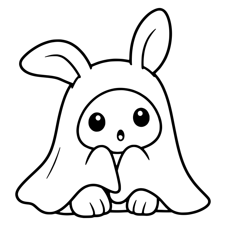 Surprised Bunny in Ghost Sheet with Floppy Ear — free animal SVG cut file