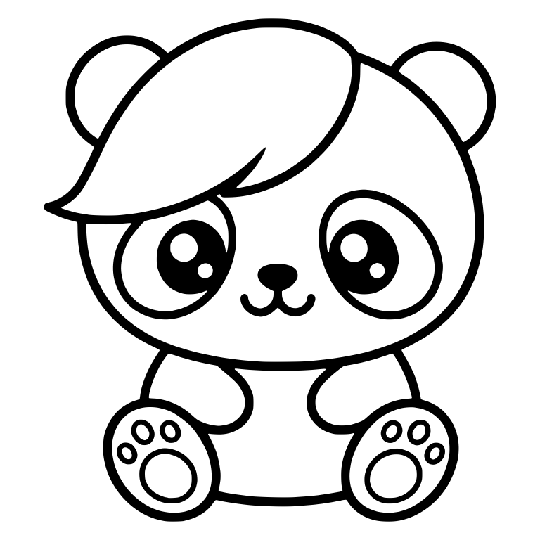 Panda With Side Swept Bangs And Paw Pad Feet — free animal SVG cut file
