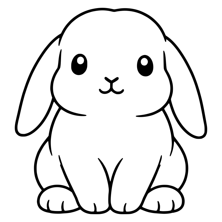 Sitting Holland Lop Bunny With Long Floppy Ears — free animal SVG cut file