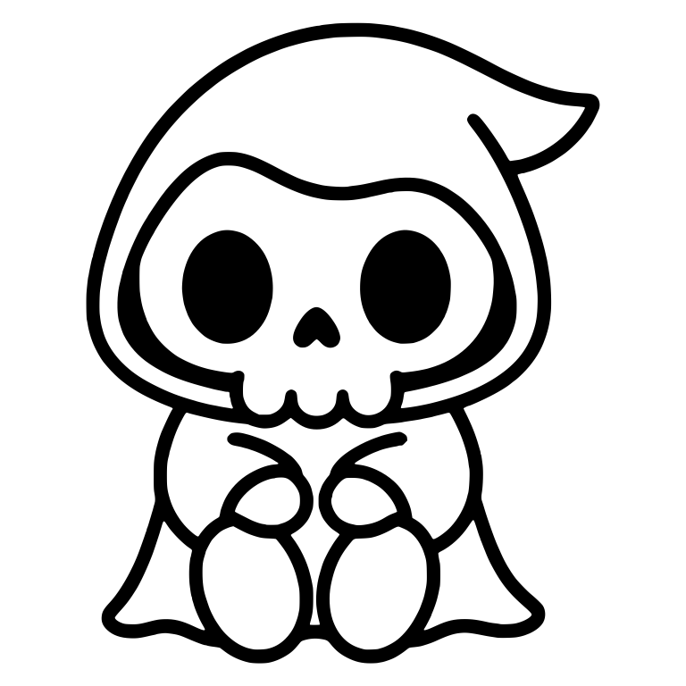 Sitting Chibi Reaper with Round Feet and Folded Hands — free characters SVG cut file