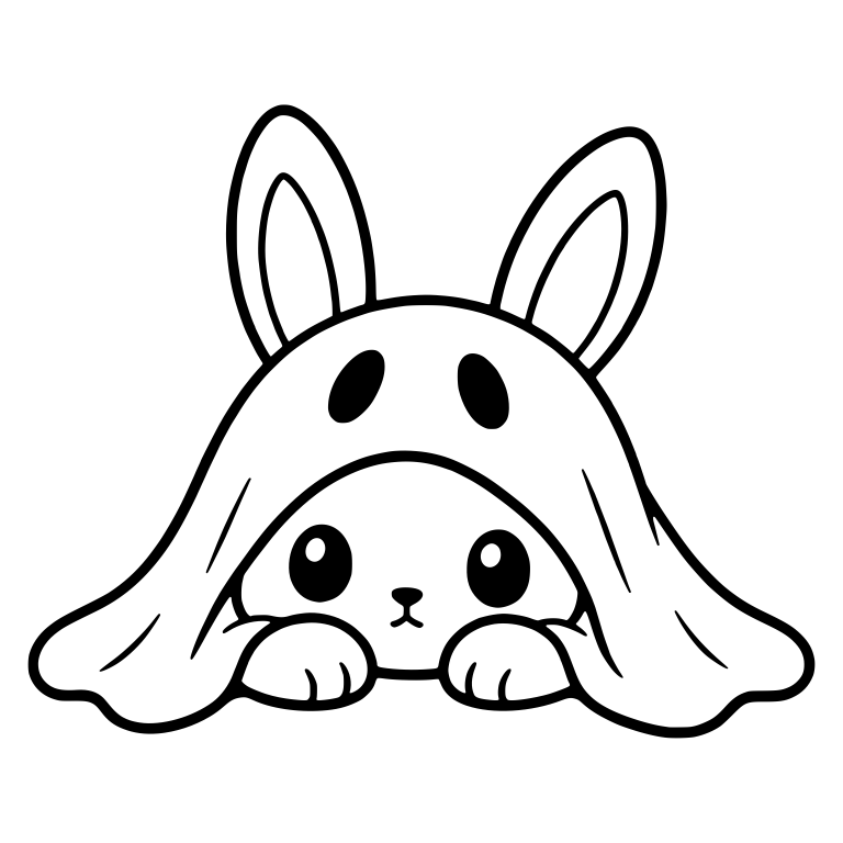 Bunny Peeking Out from Under Ghost Sheet — free animal SVG cut file