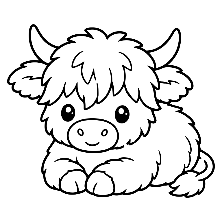 Lying Highland Calf With Two Front Paws Forward — free animal SVG cut file