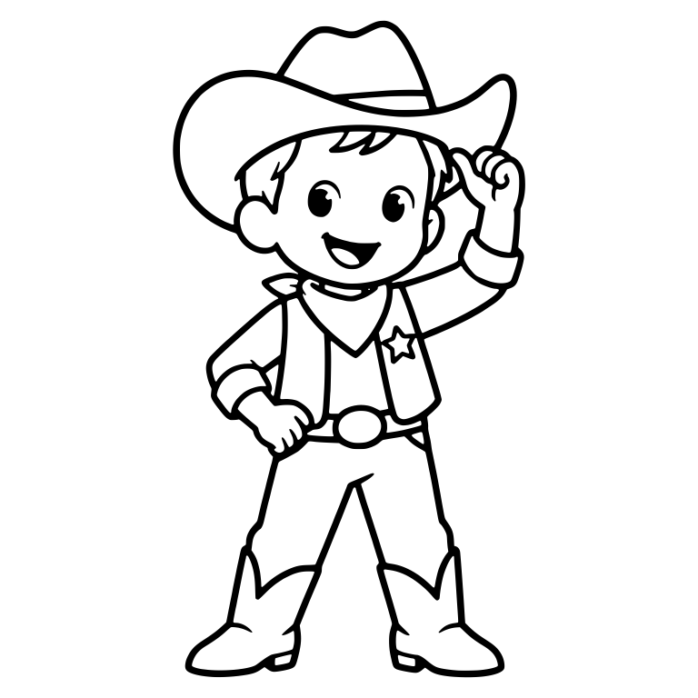 Cowboy Boy Tipping Hat With Star Badge — free characters SVG cut file