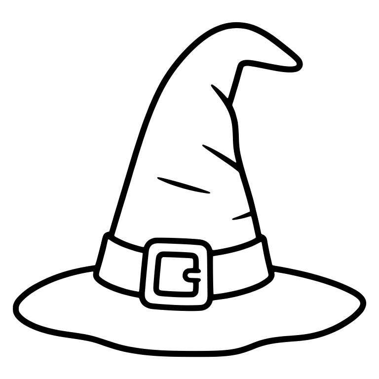 Witch Hat with Rounded Bent Tip and Clasp Buckle — free objects SVG cut file